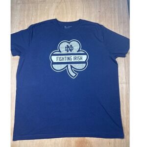 Under Armor Notre Dame Fighting Irish Clover Logo TShirt Mens Navy Blue Size 3XL